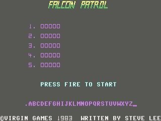 Falcon Patrol title screen for Commodore 64